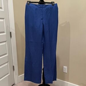 Lafayette 148 New York Women's Silk and Linen Cobalt Blue Trousers Size 6
